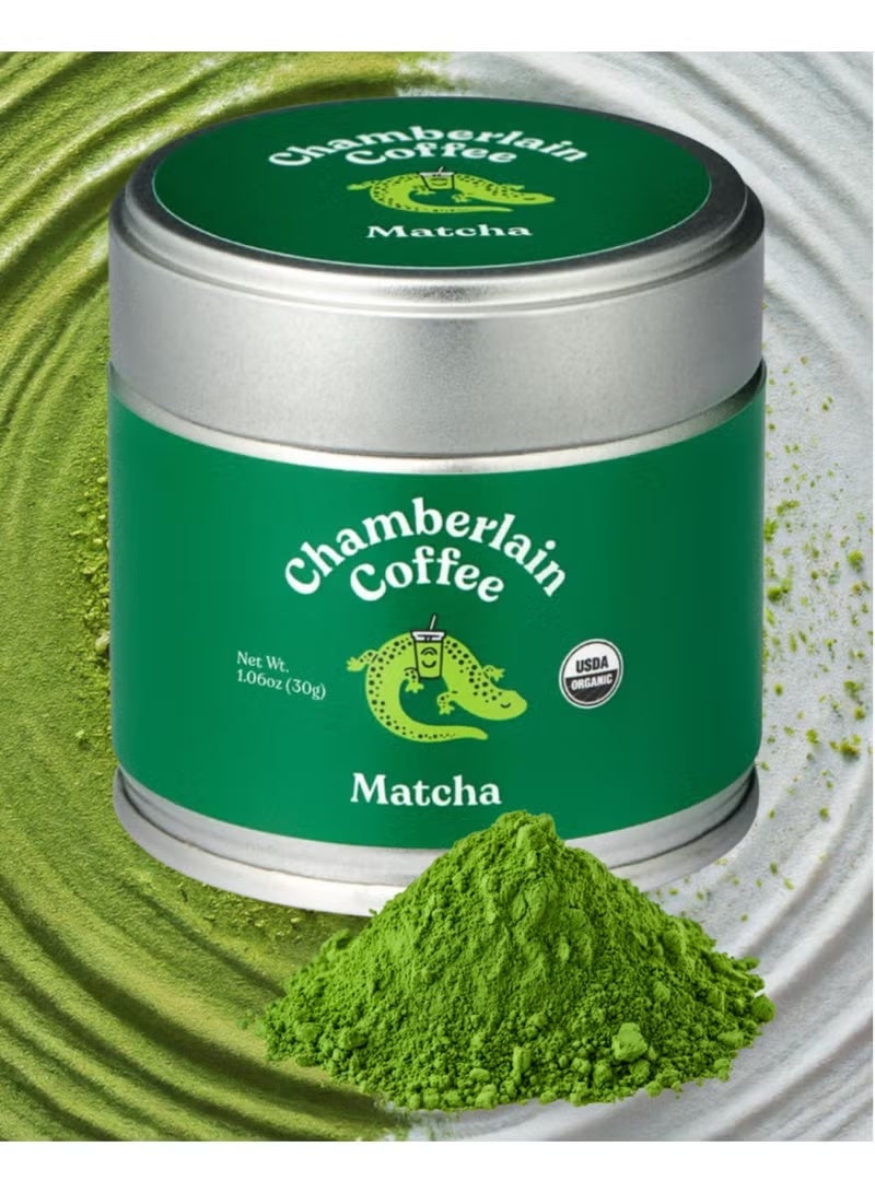 مسحوق شاي ماتشا الأخضر الاحتفالي من تشامبرلين كوفي - شاي أخضر ياباني + ماتشا من الدرجة الأصلية